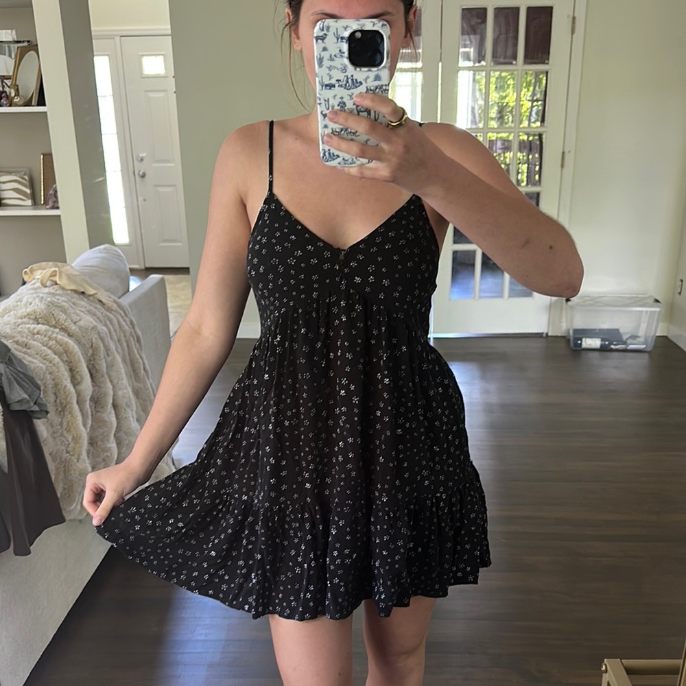 La Hearts Black and White Spaghetti Strap Mini Dress